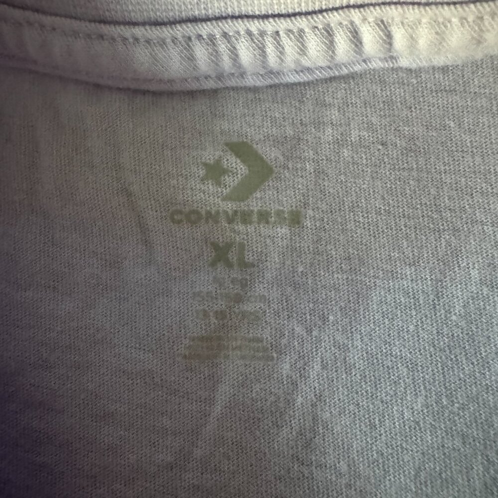 Converse High Rise Printed Legging Aqua Mist w/ Long Sleeve Lilac Logo Tee Sz XL - Picture 6 of 14